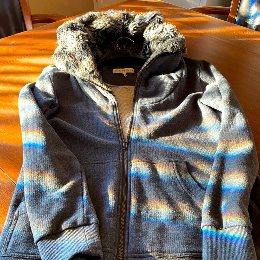 Fur zip up hoodie